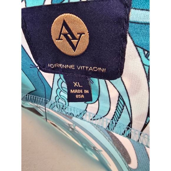 Adrienne Vittadini Women's XL‎ Blue Print Long Sleeve Dress - Picture 2 of 3